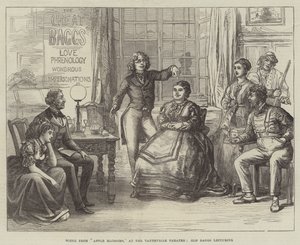 Scène uit Apple Blossoms, in het Vaudeville Theatre, Old Baggs geeft een lezing door David Henry Friston