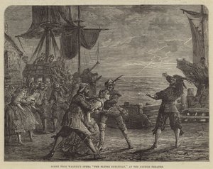 Scène uit Wagners opera De Vliegende Hollander, in het Lyceum Theatre
