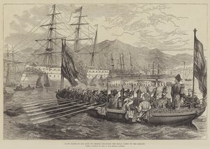 Staatsbark van de Koning van Griekenland die het Koninklijk Gevolg naar de Serapis Brengt