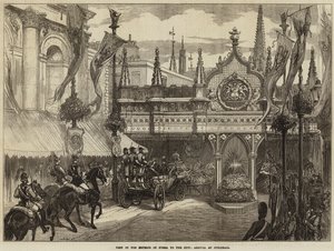 Bezoek van de Keizer van Rusland aan de Stad, Aankomst bij Guildhall door David Henry Friston