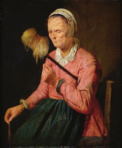 Vrouw met spinrok door David III Ryckaert