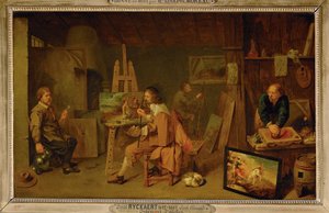 Schilders in hun atelier ... door David III Ryckaert