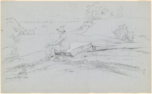 Studie voor "Witte Bergen vanuit North Conway, New Hampshire" [recto] door David Johnson