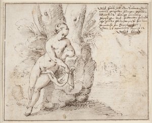 Badende vrouw bij een rivier door David Kindt