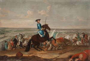 Koning Karel XII bij de Slag om Narva op 19 november 1700