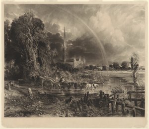 Kathedraal van Salisbury vanuit de weiden: de regenboog door David Lucas