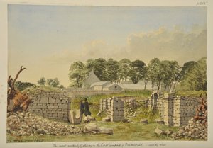 De oostelijke poort bij Birdoswald Romeins Fort, 1857 door David Mossman