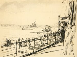 Vanaf het achterdek van een slagschip, illustratie uit 