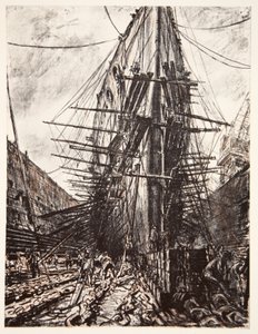 HMS Lion in droogdok, illustratie uit 