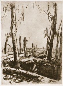 Verwoeste loopgraven in Mametz Wood, illustratie uit 