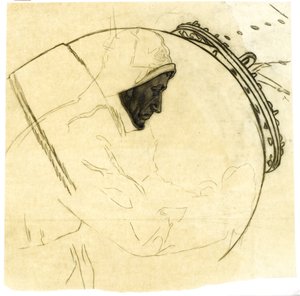 Studie voor Winter Mijnlegging bij IJsland, c.1942 door David Muirhead Bone