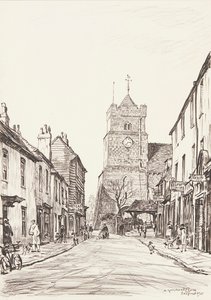 De Oude Kerk, Seaford door David Muirhead Bone