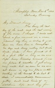 Brief van D. P. Grier, Memphis, Tenn., aan Anna McKinney, 6 december 1862 door David Perkins Grier