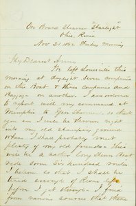 Brief van D. P. Grier, aan boord van Stoomboot Starlight, Ohio River, aan Anna McKinney, 21 november 1862 door David Perkins Grier
