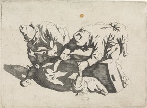 Mannen met een geslacht varken door David Pièrre Giottino Humbert de Superville