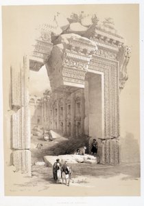 Baalbek-poort in Libanon, tekening gemaakt op 07/05/1839 in "The Holy Land", Londen 1849 door David Roberts