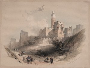 Citadel van Jeruzalem, buiten de Muren, Toren van David door David Roberts