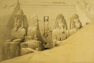 Vooraanzicht van de Grote Tempel van Aboo Simbel, Nubië, plaat 44 uit volume II van 
