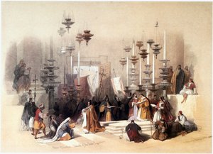 In het Heilige Land: Jeruzalem, Kerk van het Heilig Graf, Steen der ... door David Roberts