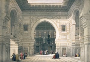 Interieur van de moskee van Sultan Hassan, Caïro, Egypte, 19e eeuw door David Roberts