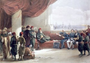 Interview met de onderkoning van Egypte in zijn paleis, Alexandrië, Egypte, 12 mei 1839, 19e eeuw door David Roberts
