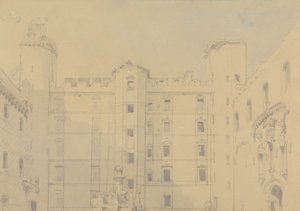 De binnenplaats van Linlithgow Palace, West Lothian door David Roberts