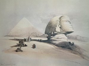 Sfinx bij Gizeh. Lithografie