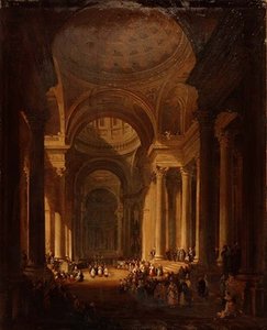 Het interieur van de kathedraal van St. Genevieve, Parijs door David Roberts