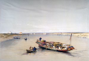 De Nijl kijkend naar de piramides van Dahshur en Saqqarah, 19e eeuw