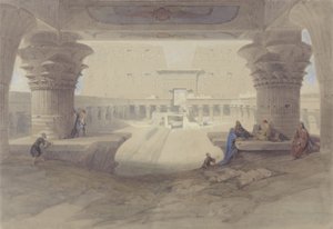 Uitzicht van onder het Portiek van de Tempel van Edfu, Boven-Egypte door David Roberts