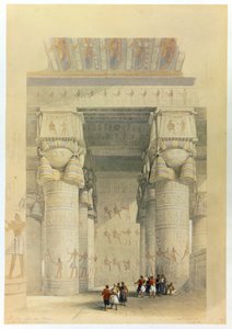 Uitzicht onder het portiek van de Tempel van Denderah, Egypte door David Roberts