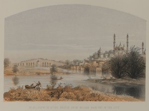 Uitzicht op Stone Bridge vanaf Moosah Bagh einde van de stad