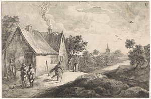 Boerengehucht met figuren door David Teniers (II)