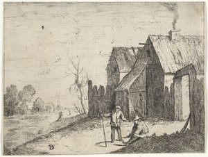 Twee boeren in gesprek door David Teniers (II)