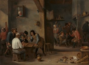Spel van Backgammon door David Teniers