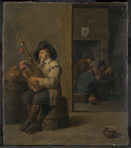 Doedelzakspeler in een herberg