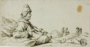 Man rustend in landschap door David Teniers the Younger