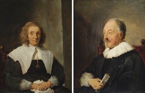 Portret van een vrouw en Portret van een man door David Teniers the Younger
