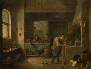 De alchemist en zijn leerling door David Teniers the Younger