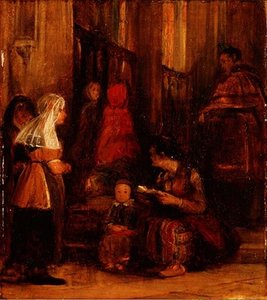 Zeven Figuren in een Kerk door David Wilkie