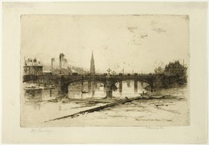 Albert-, Spoorweg- en Victoria-bruggen, plaat zes uit de Clyde-set door David Young Cameron