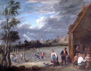 Een oogstscène door David Teniers the Younger