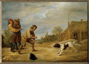 Boerenjongen met hond door David the Younger Teniers