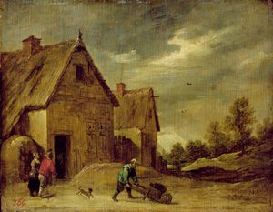 Boer met kruiwagen door David Teniers the Younger