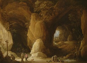 Kluizenaars in een grot, 17e eeuw door David Teniers the Younger