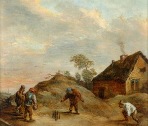 Mannen die Bowlen door David Teniers the Younger