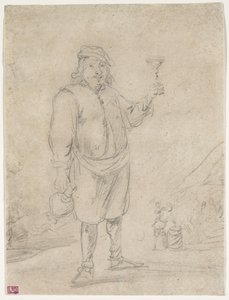 Boer heft een glas wijn, ca. 1644 door David Teniers the Younger