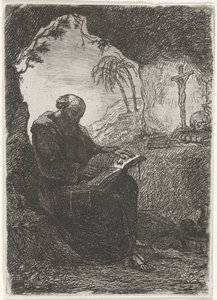 Monnik in een grot door David van der Kellen