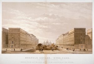 Advertentie van huisagent voor eigendommen in Norfolk Square, Paddington, Londen, ca. 1870