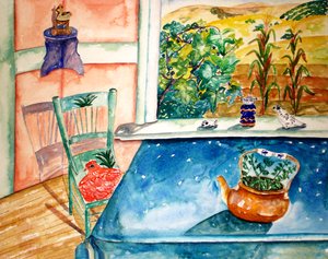 Blauwe tafel